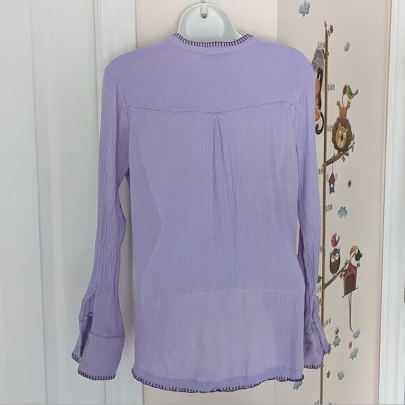 Jachs girlfriend boho faux wrap blouse lilac embroidered Medium @K1 - Picture 11 of 11